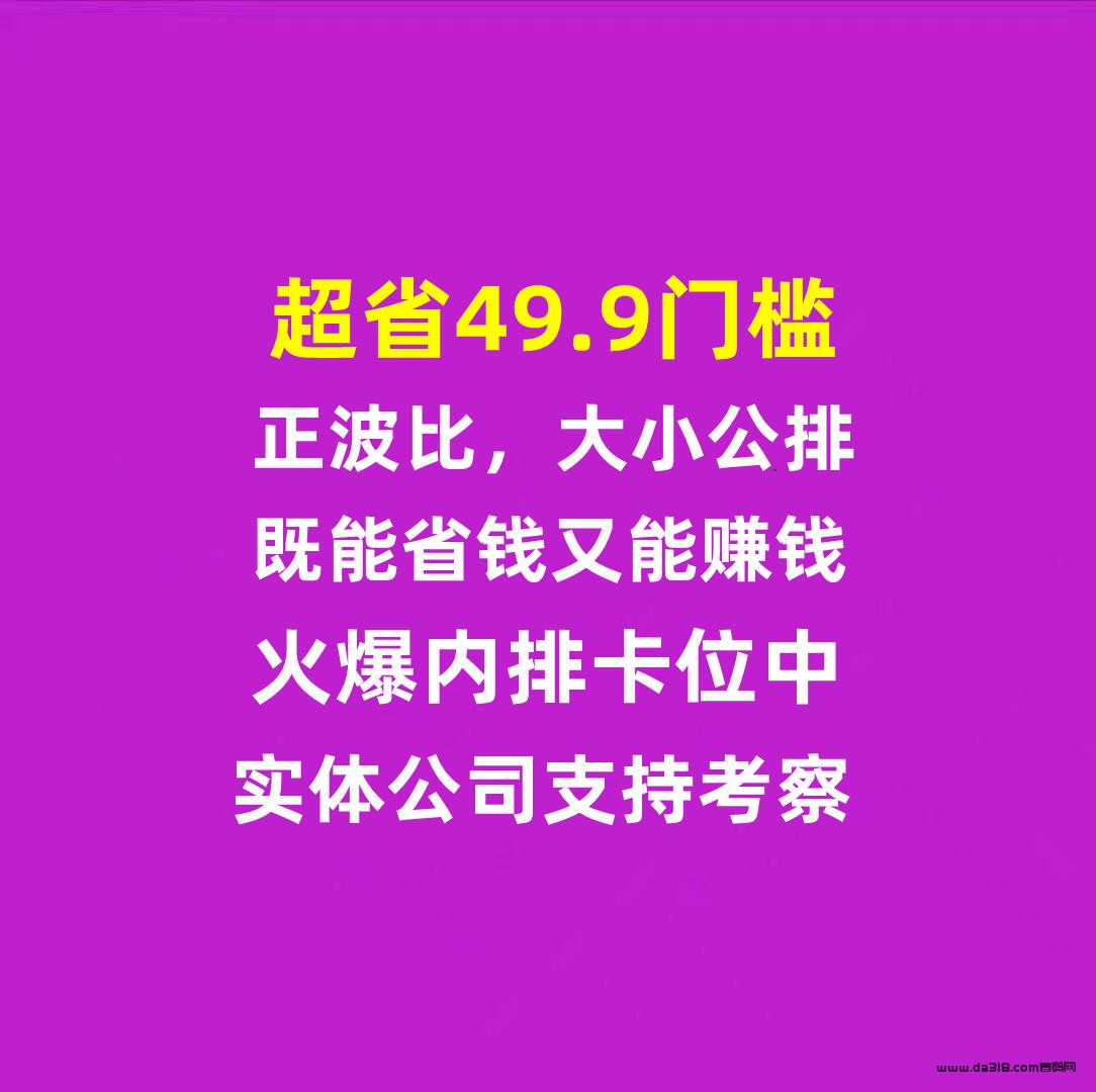 【超省】首创大小公排，正拨比天花板项目，政策扶持置顶，火热卡位中