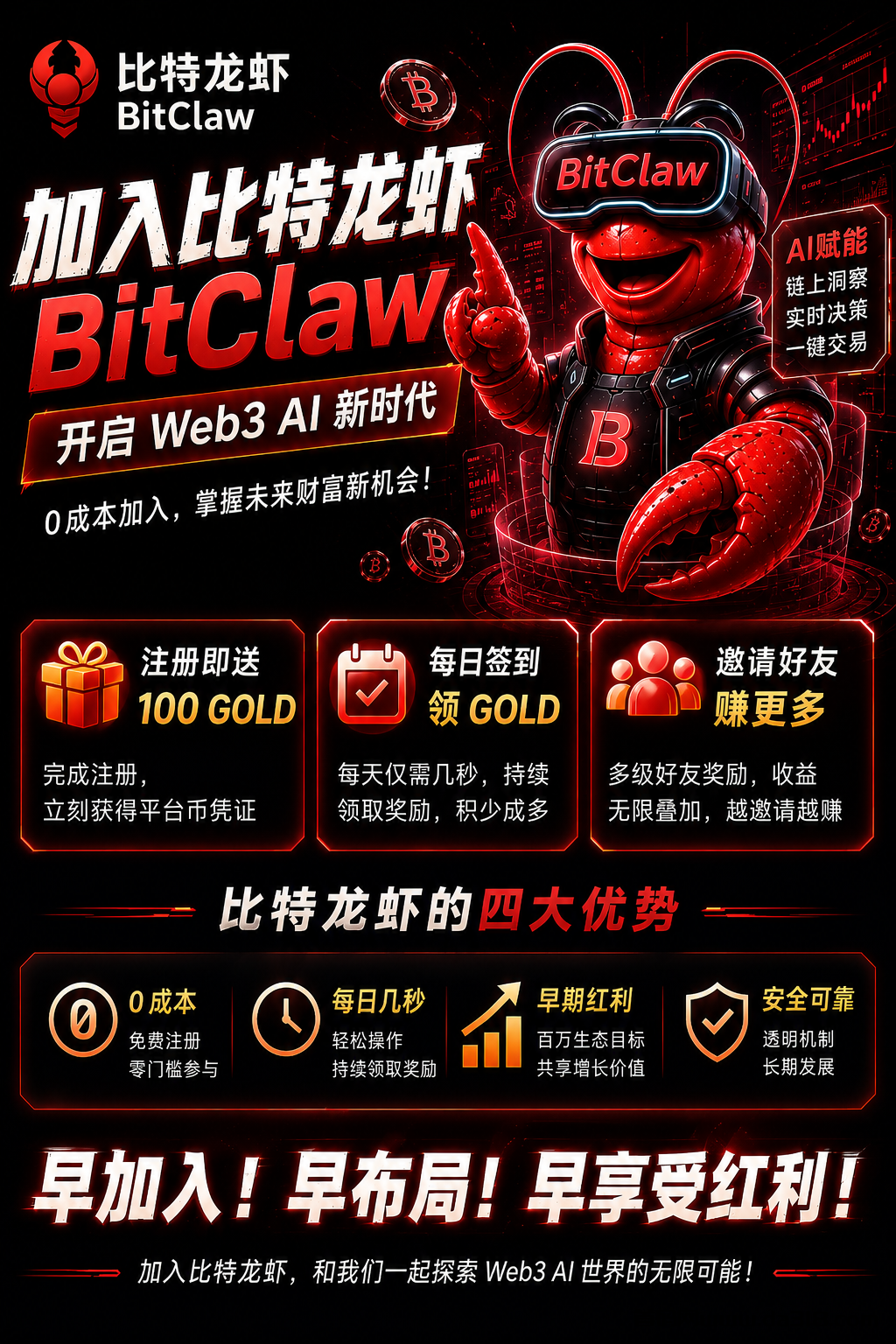 零撸首码项目 | 比特龙虾:AI工具+交易平台双联动,注册绑定就送平台币,香港投资机构六月入场