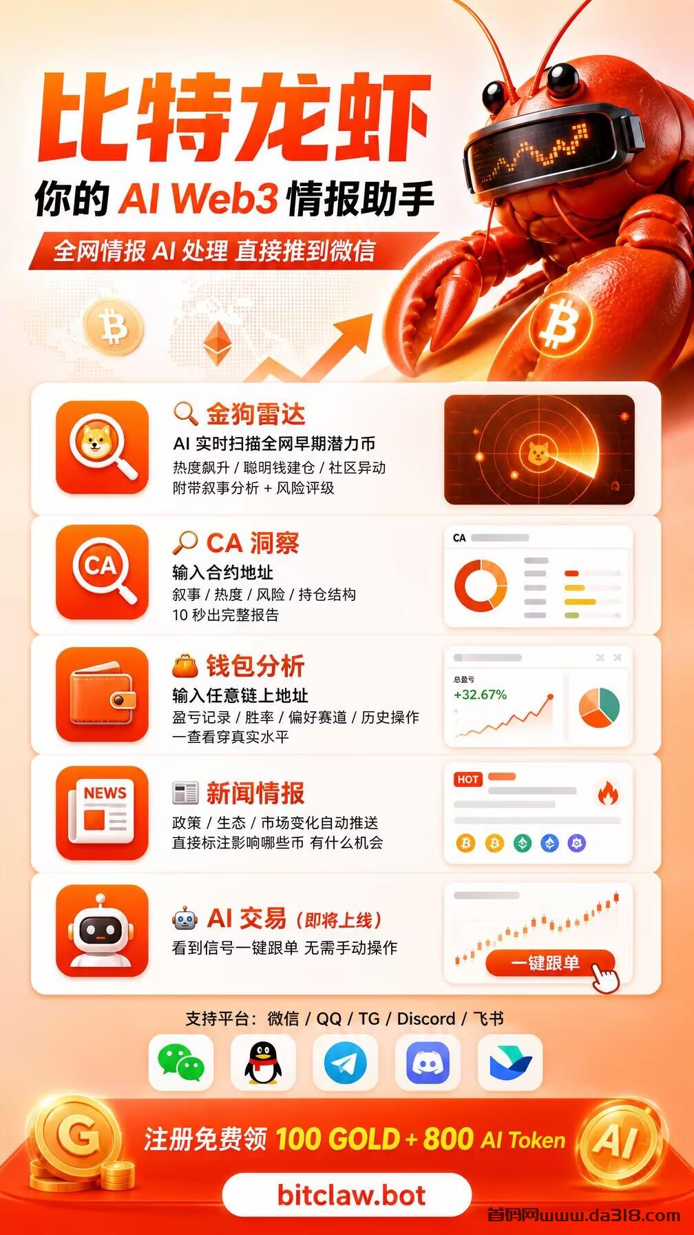 详细阅读:比特龙虾零撸攻略:注册送100Gold+800Token,每天5秒签到换未来平台币 比特龙虾零撸攻略:注册送100Gold+800Token,每天5秒签到换未来平台币