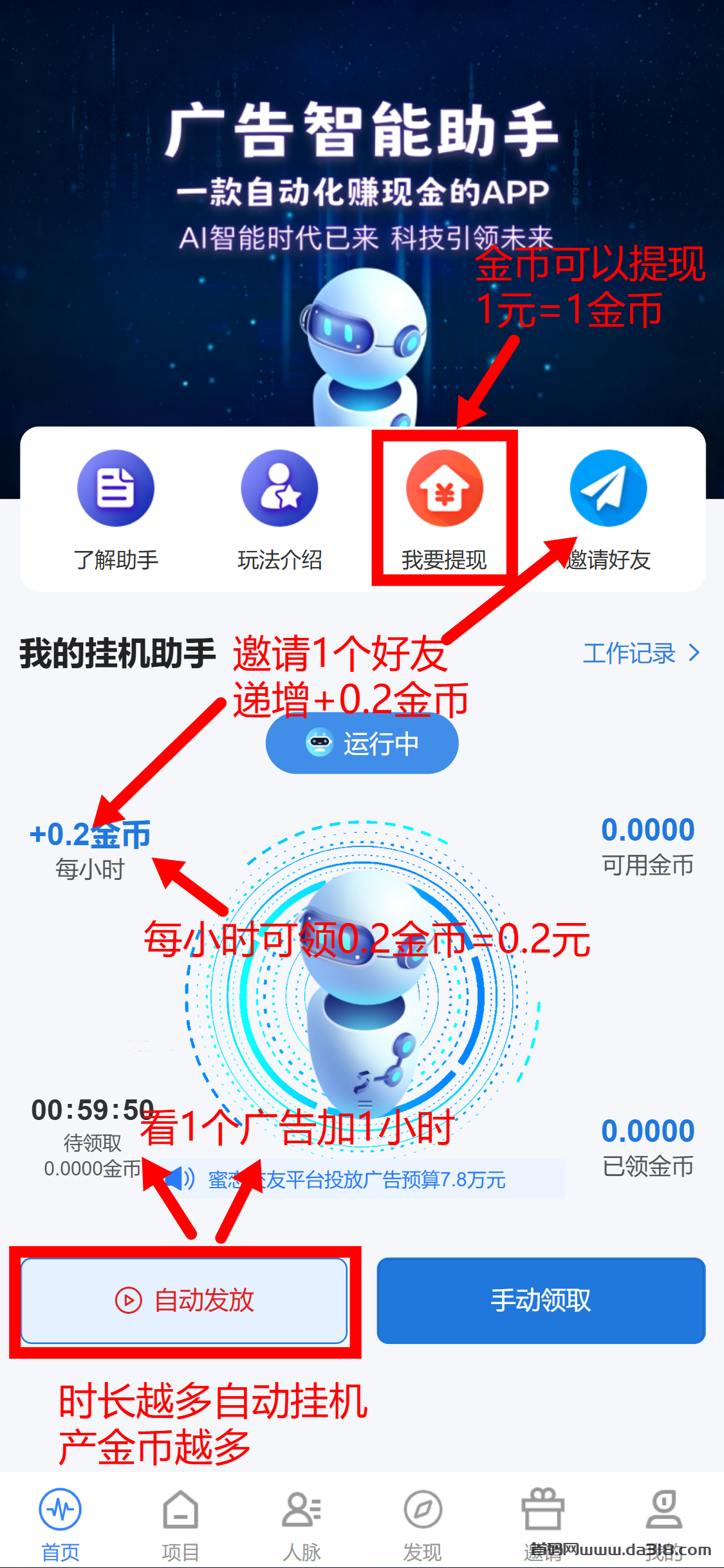 闪推，广告自动挂机平台自动排线首码上线，1广告0.2米